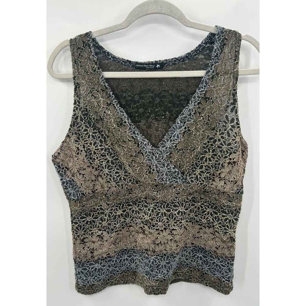 Vintage Y2K V-Neck Faux Wrap Tank Top Earth Tone Fairy M/L Babydoll Floral